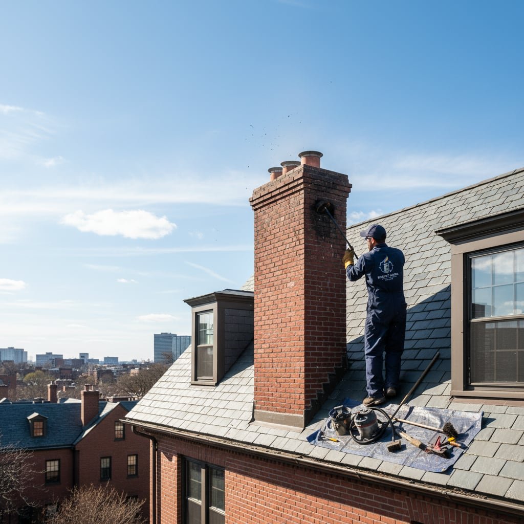 Bright Smoke Chimney Sweep team working on chimney